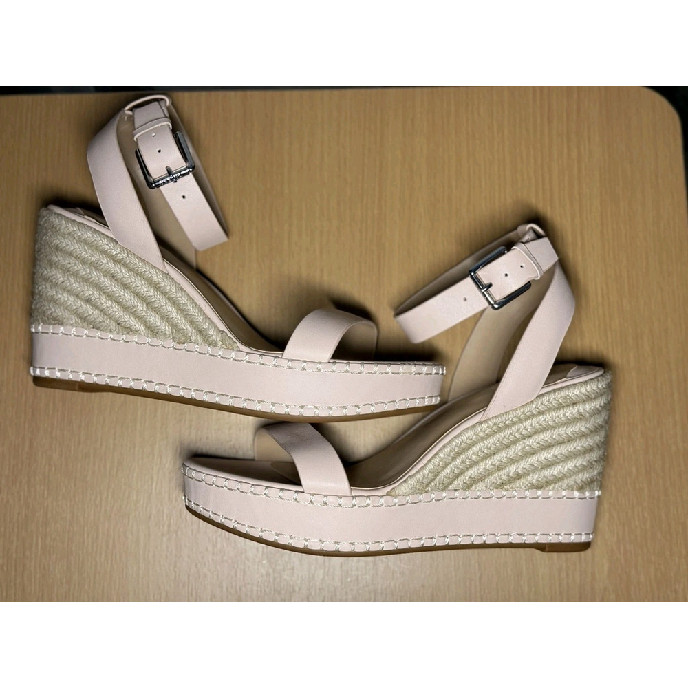 Lauren Ralph Lauren Hilarie LEATHER Espadrille Platform Sz 9.5 B PINK Soft Nappa - Picture 11 of 13